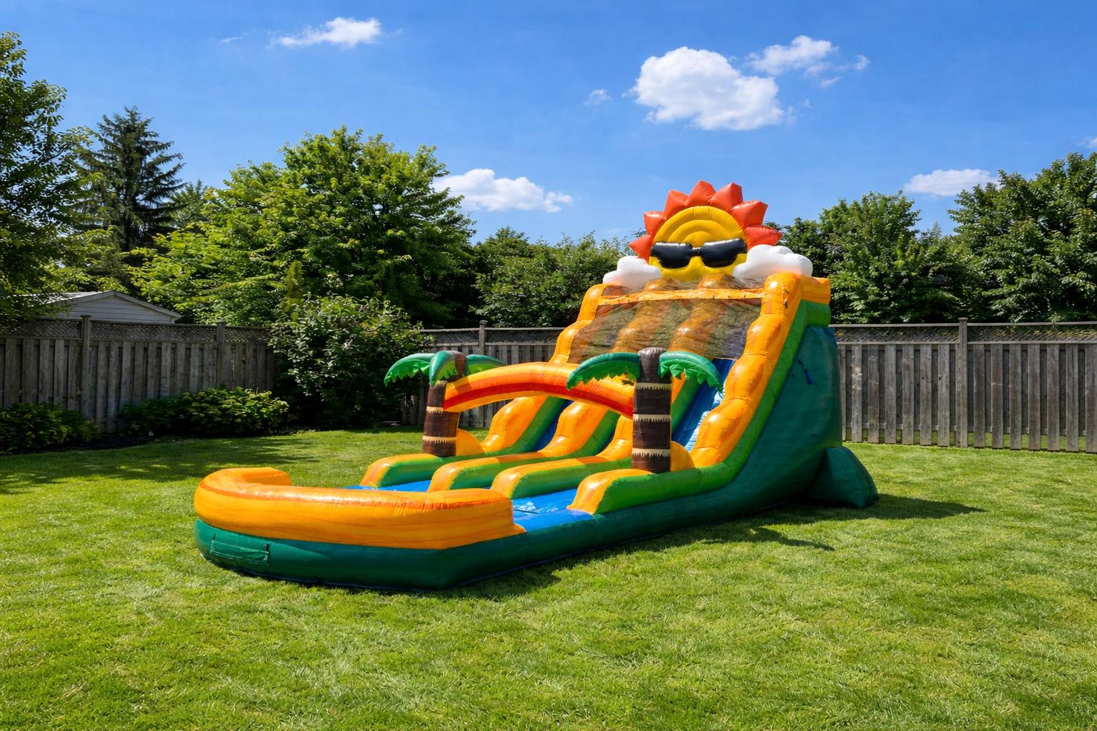 18ft Dual Lane Sun inflatable water slide rental Winnipeg MB with delivery and setup