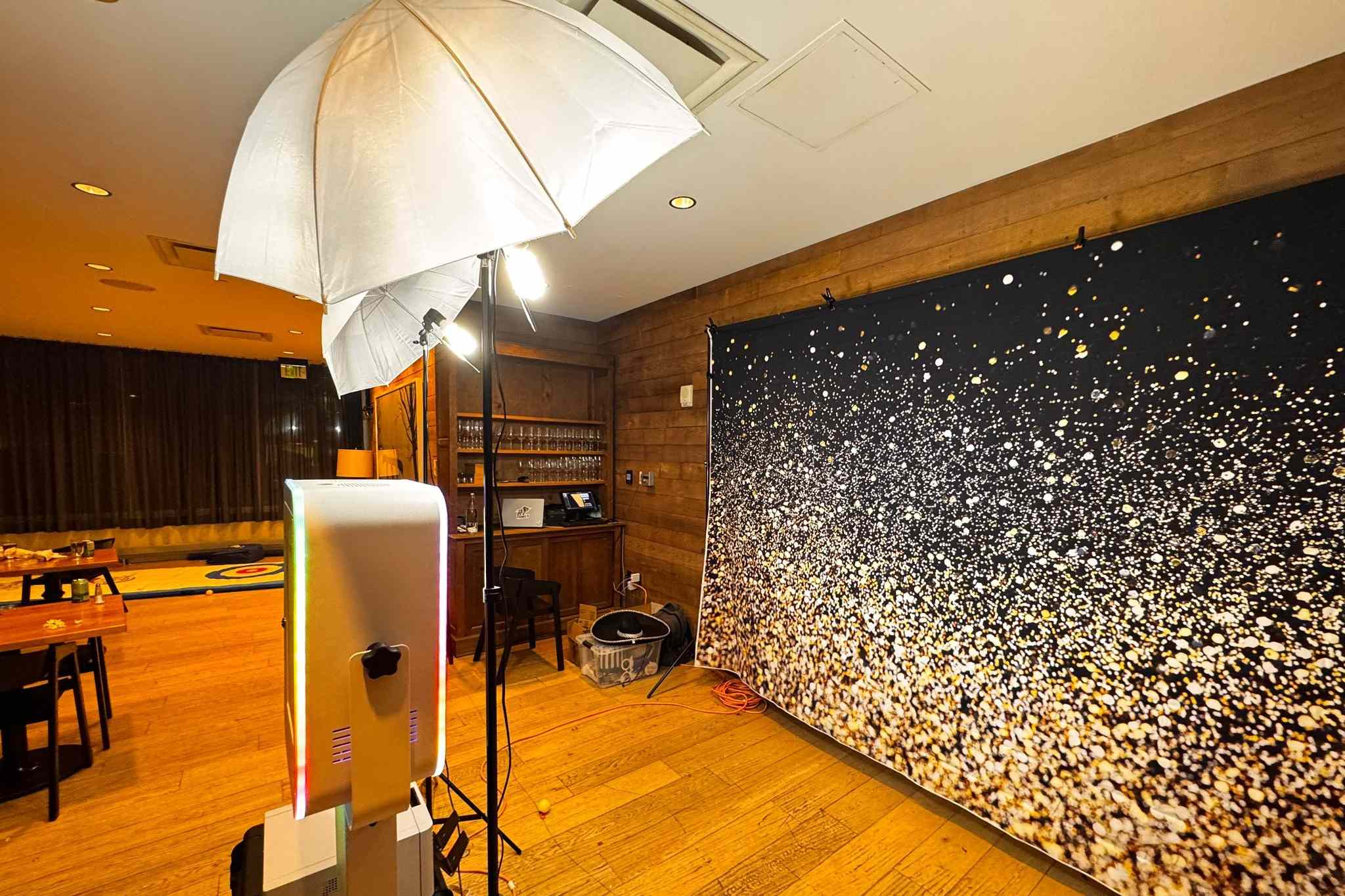 Photo booth rental setup for Winnipeg corporate and school events