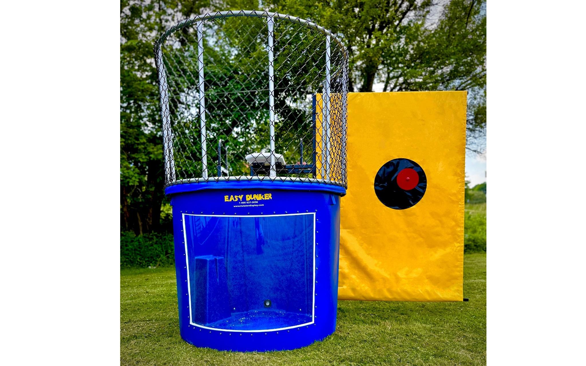 Outdoor dunk tank water attraction rental for summer events in Kenora Ontario