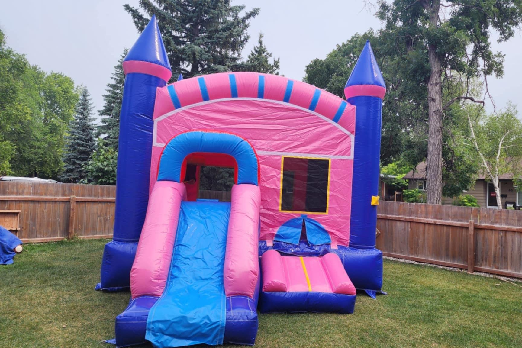 Pink Inflatable Bouncy Castle Combo party rentals Winnipeg Manitoba and Kenora Ontario