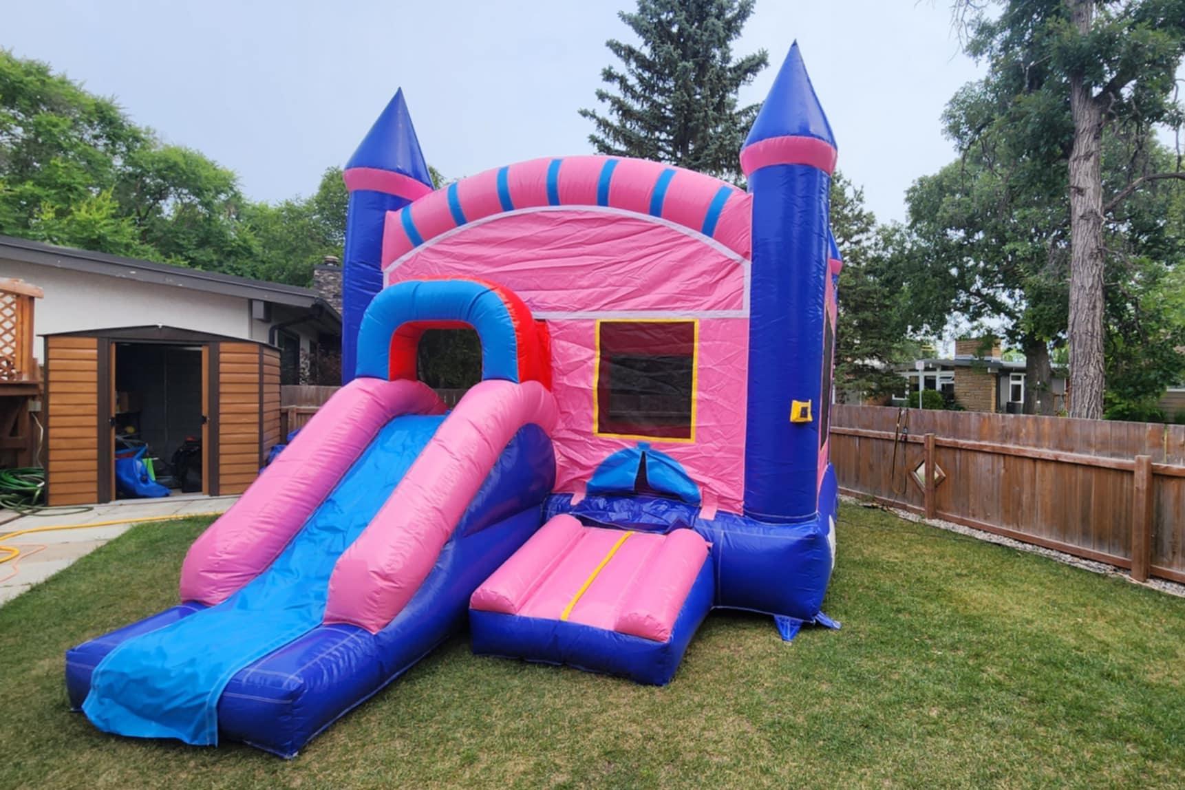 Pink Inflatable Bouncy Castle Combo party rentals Winnipeg Manitoba and Kenora Ontario