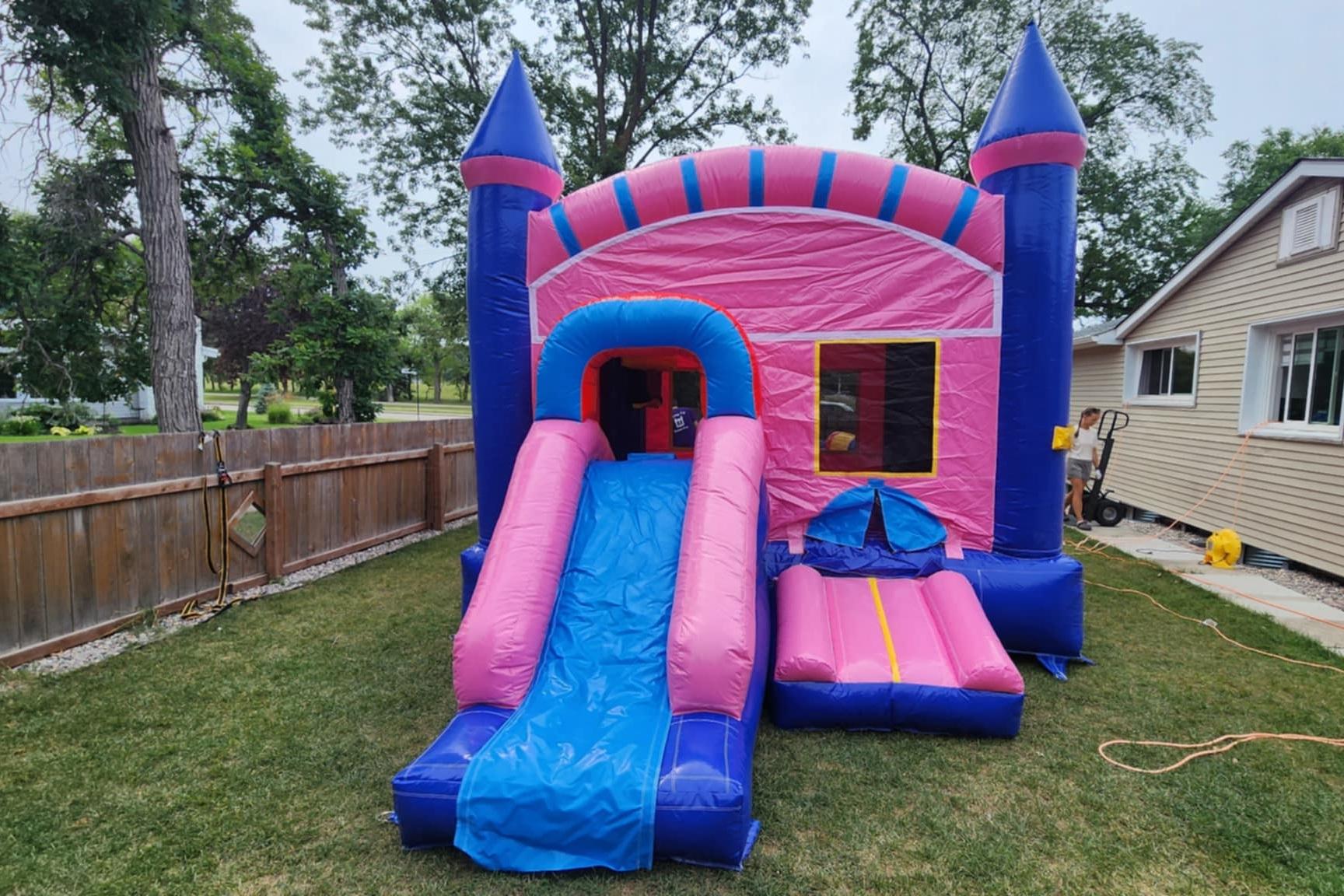 Pink Inflatable Bouncy Castle Combo party rentals Winnipeg Manitoba and Kenora Ontario