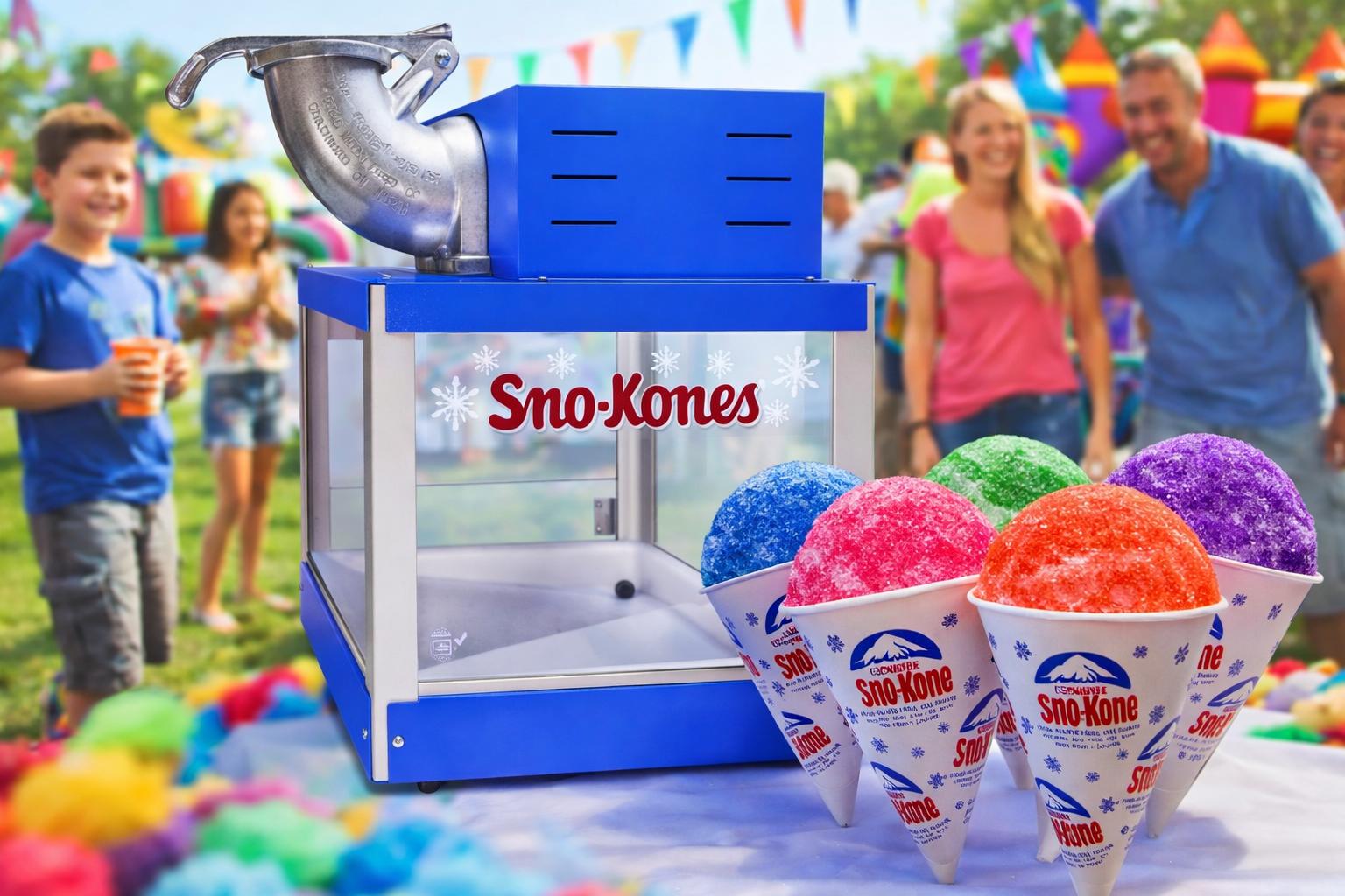 Professional snow cone machine rental in Winnipeg Manitoba and Kenora Ontario for parties festivals school events and fundraisers