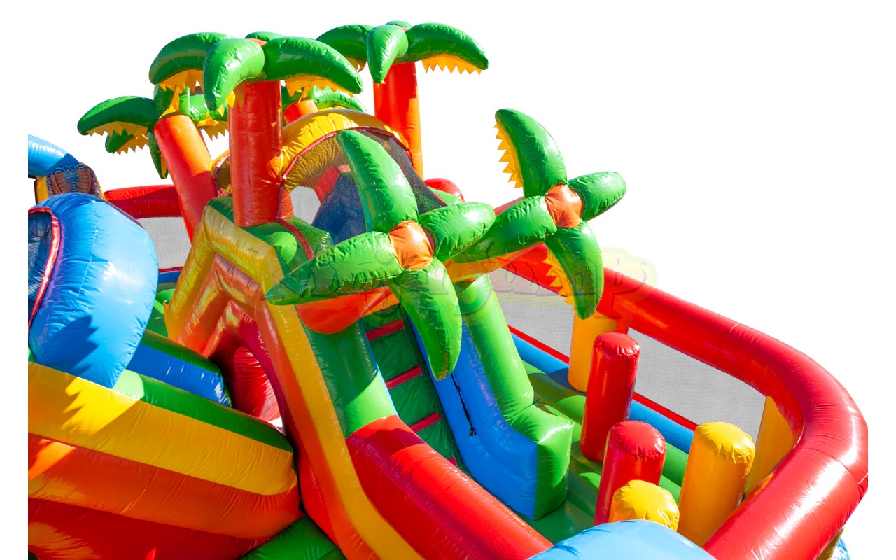 Tiki Island inflatable playground setup in Winnipeg Manitoba by Jump Up Bouncers party rentals