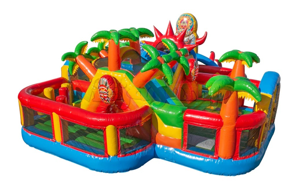 Tiki Island Mega inflatable playground with bounce zone and slide rental Kenora Ontario