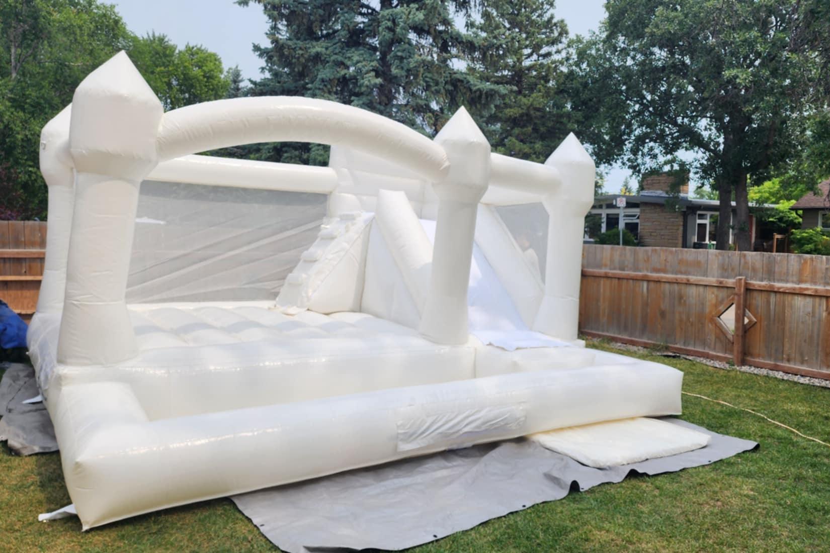 White Inflatable Bounce House party rentals Winnipeg Manitoba and Kenora Ontario