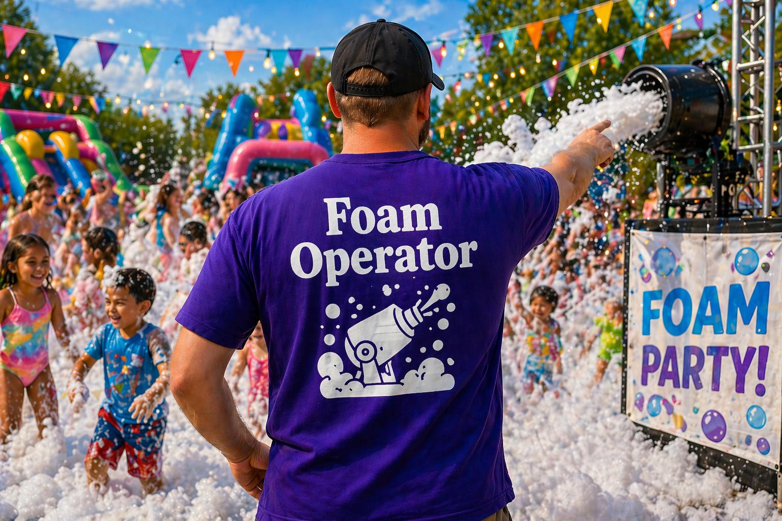 Foam machine operator rental in Winnipeg Manitoba for foam parties birthdays festivals and school events