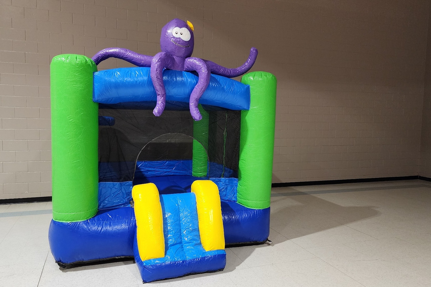 Indoor Octopus Bounce House With Slide rental setup in Winnipeg Manitoba